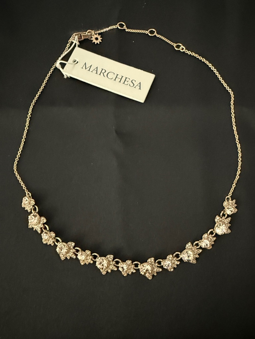 Marchesa Gold Floral Crystal Vine Necklace